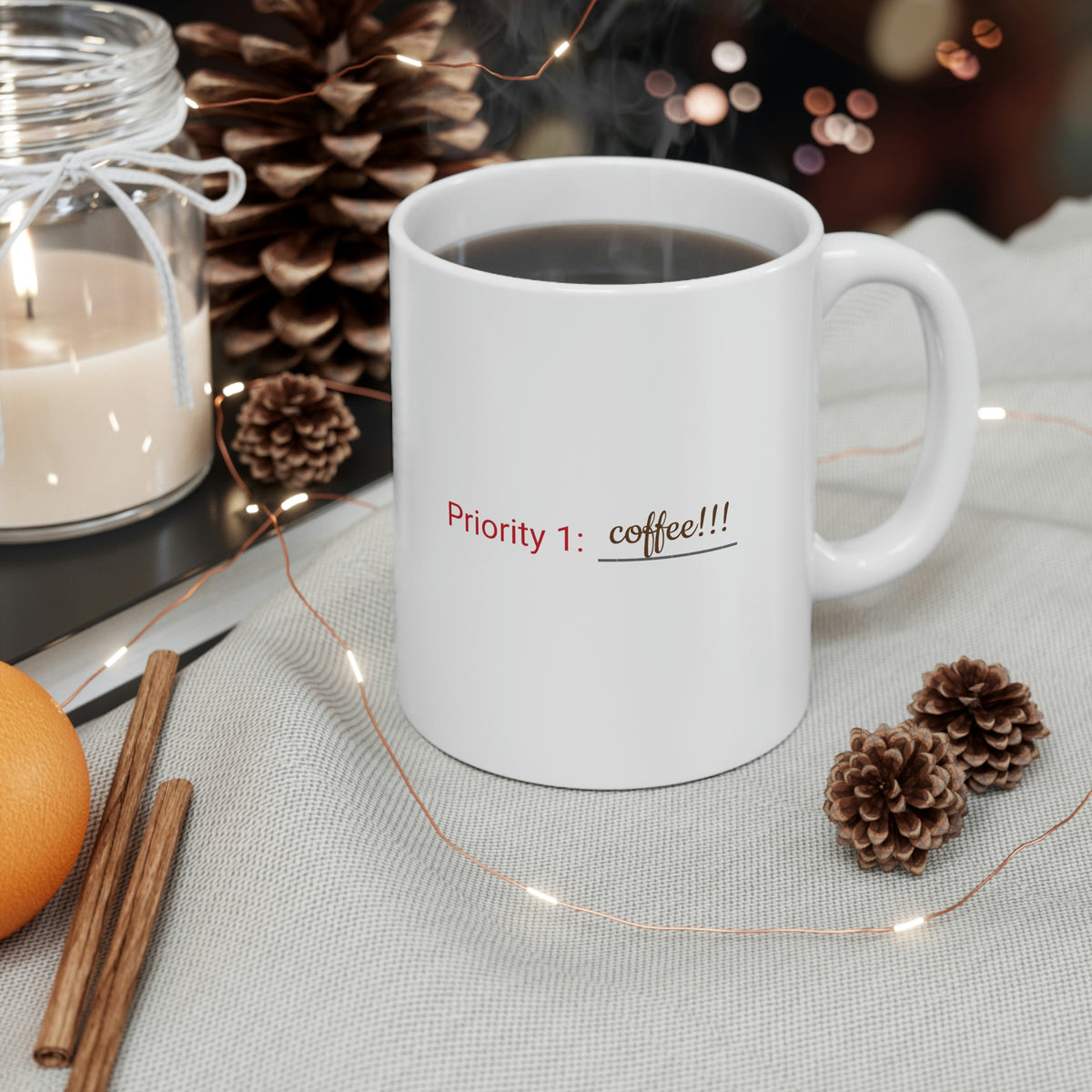 Priority 1: Coffee Ceramic Mug 11oz