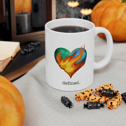 "Heart on Fire" Coffee Ceramic Mug 11oz