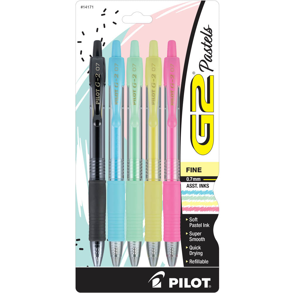 Pilot G2 Gel Pens, Pastel, - 5 pack