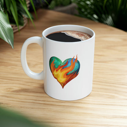 "Heart on Fire" Coffee Ceramic Mug 11oz