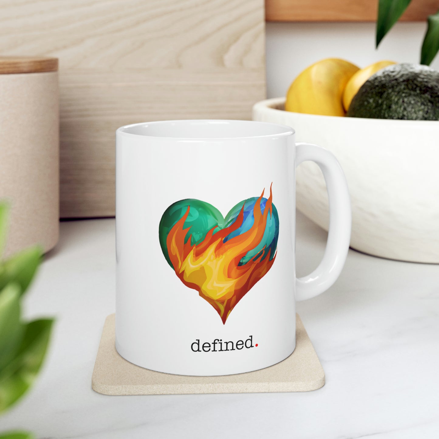 "Heart on Fire" Coffee Ceramic Mug 11oz