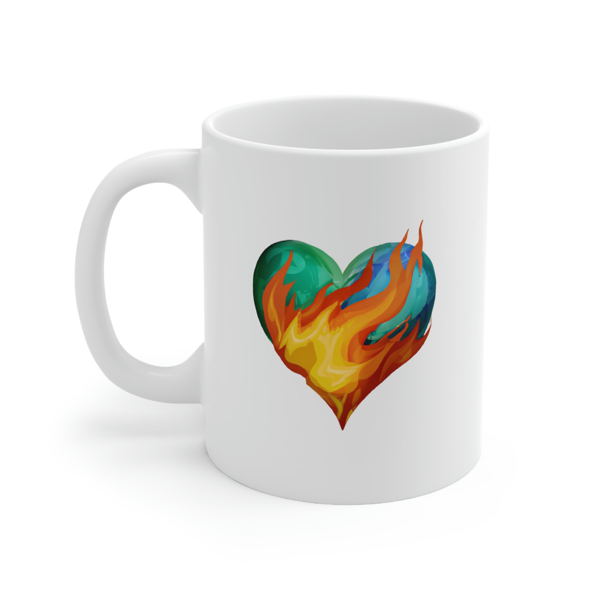 "Heart on Fire" Coffee Ceramic Mug 11oz