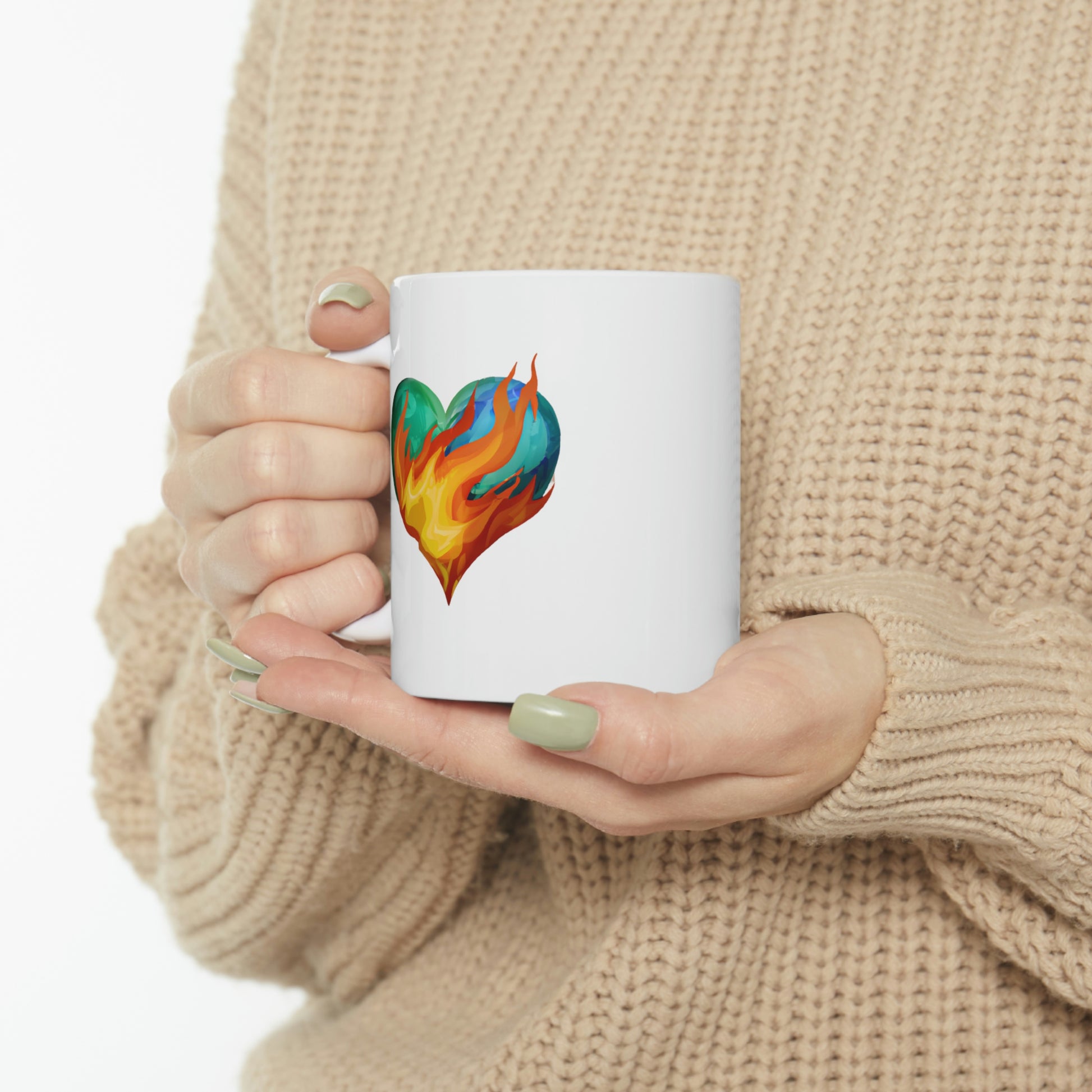 "Heart on Fire" Coffee Ceramic Mug 11oz