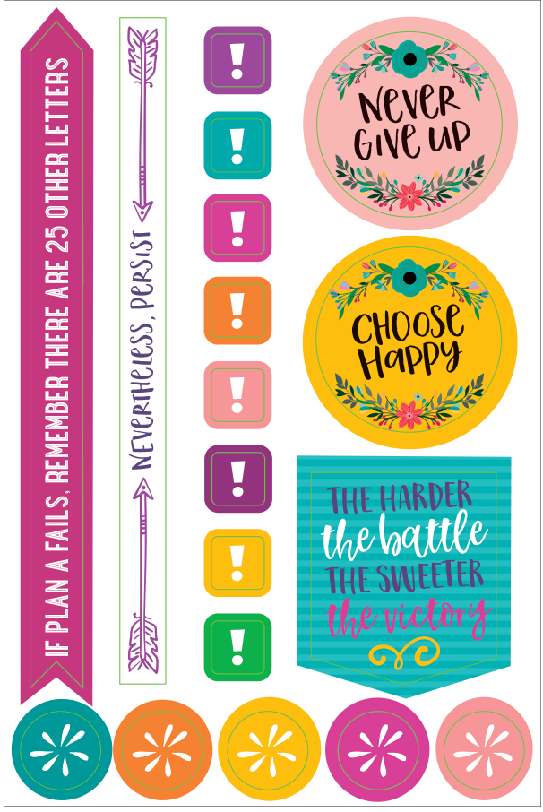 Essentials, Wake Up, Kick Ass, Repeat. Planner Stickers