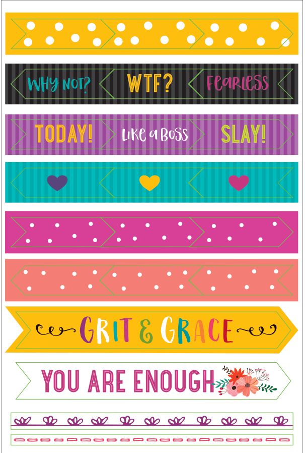 Essentials, Wake Up, Kick Ass, Repeat. Planner Stickers