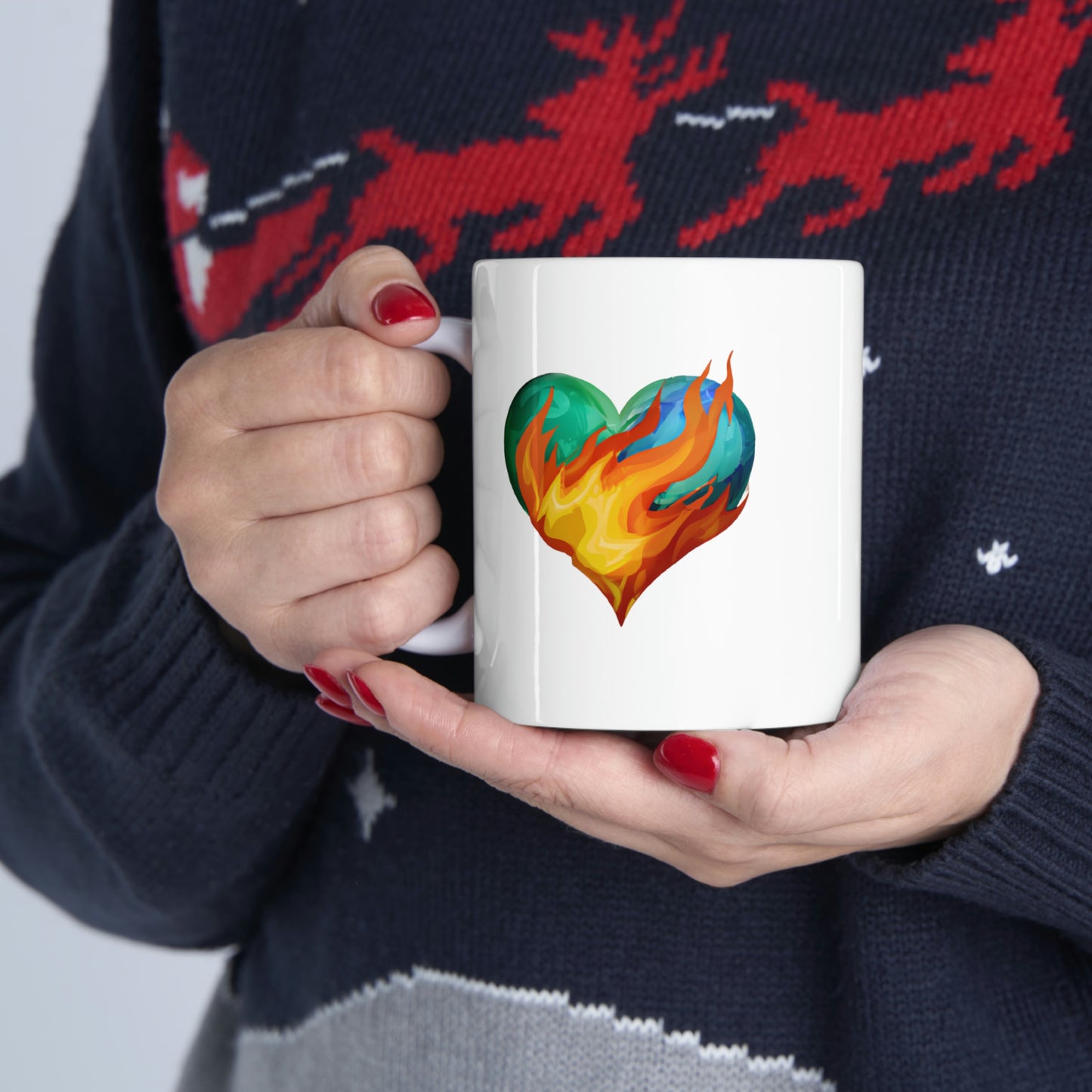 "Heart on Fire" Coffee Ceramic Mug 11oz