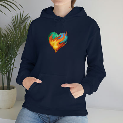 Heart on Fire Unisex Heavy Blend™ Hooded Sweatshirt